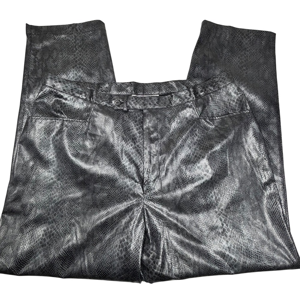 Carolina Blues Snakeskin Print Faux Leather Pants Black Womens‎ 20W Retro NWOT